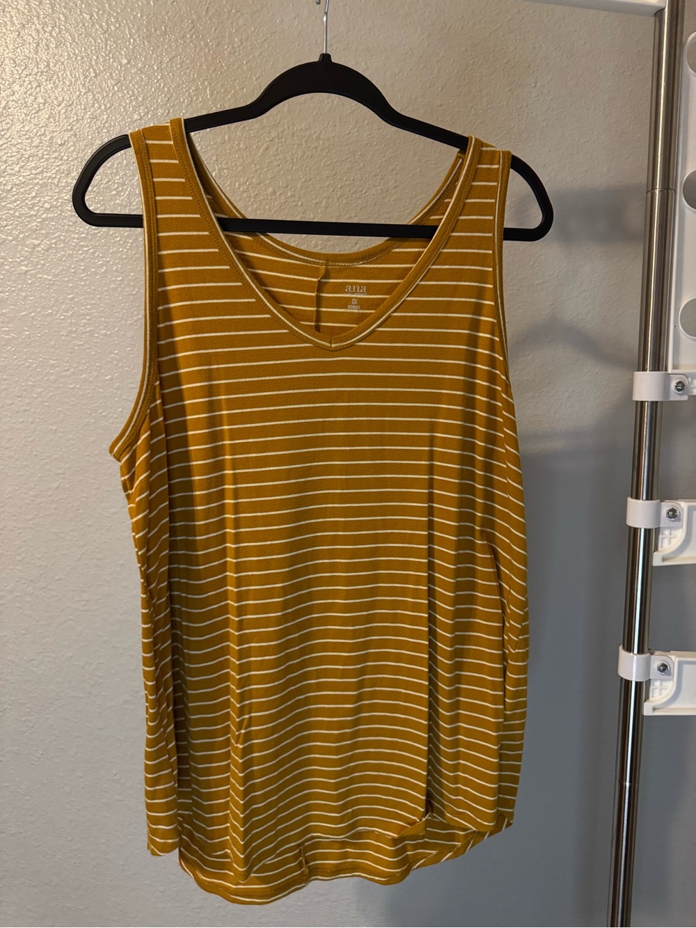 a.n.a Striped V-Neck Tank Top in Mustard